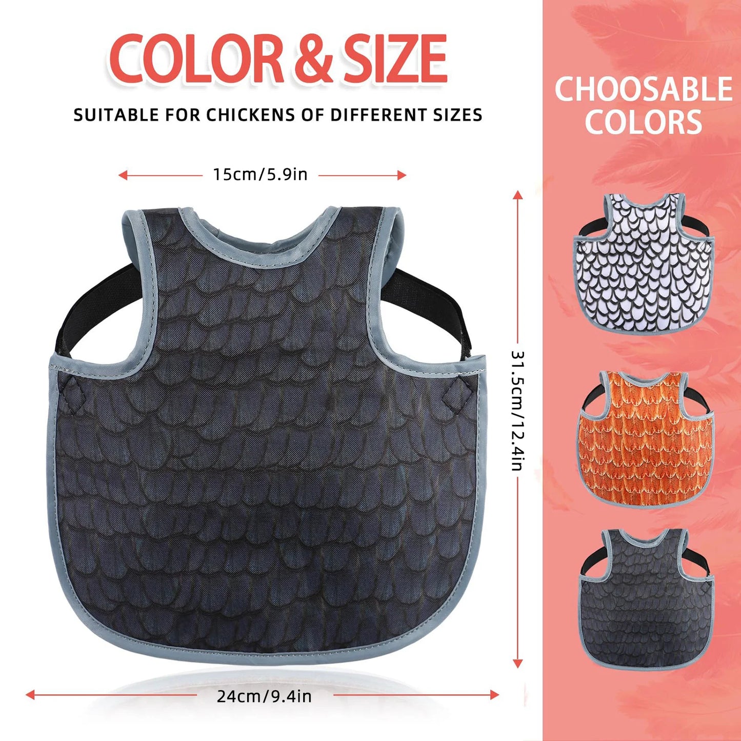 Tightly Fix Hen Duck Apron Adjustable Tightness Oxford Cloth Hen Apron for Quickly Healing Chicken Plumage Peaceful Pleasures Health and Wellness