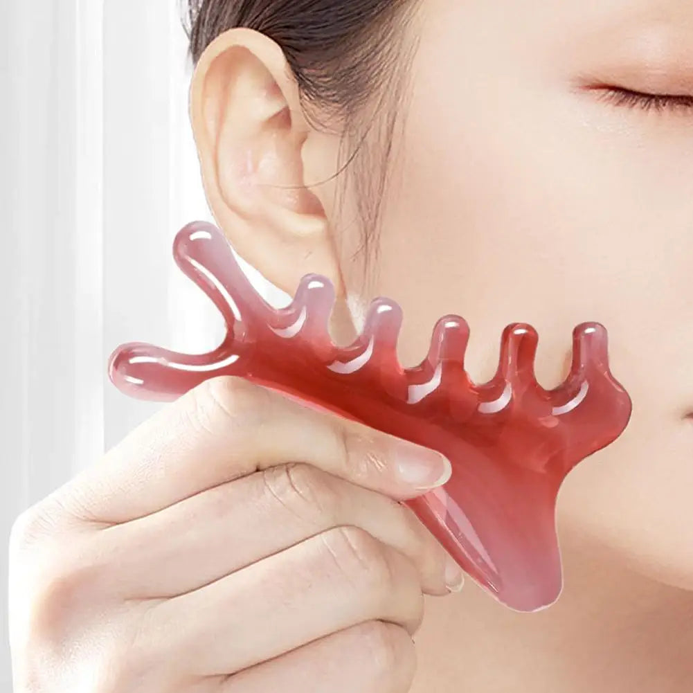 Head Massage Scalp Four-in-one Massage Comb Meridian Scalp Resin Scalp Massage Comb Head Unblocking Face Nose Massager Guasha Peaceful Pleasures Health and Wellness