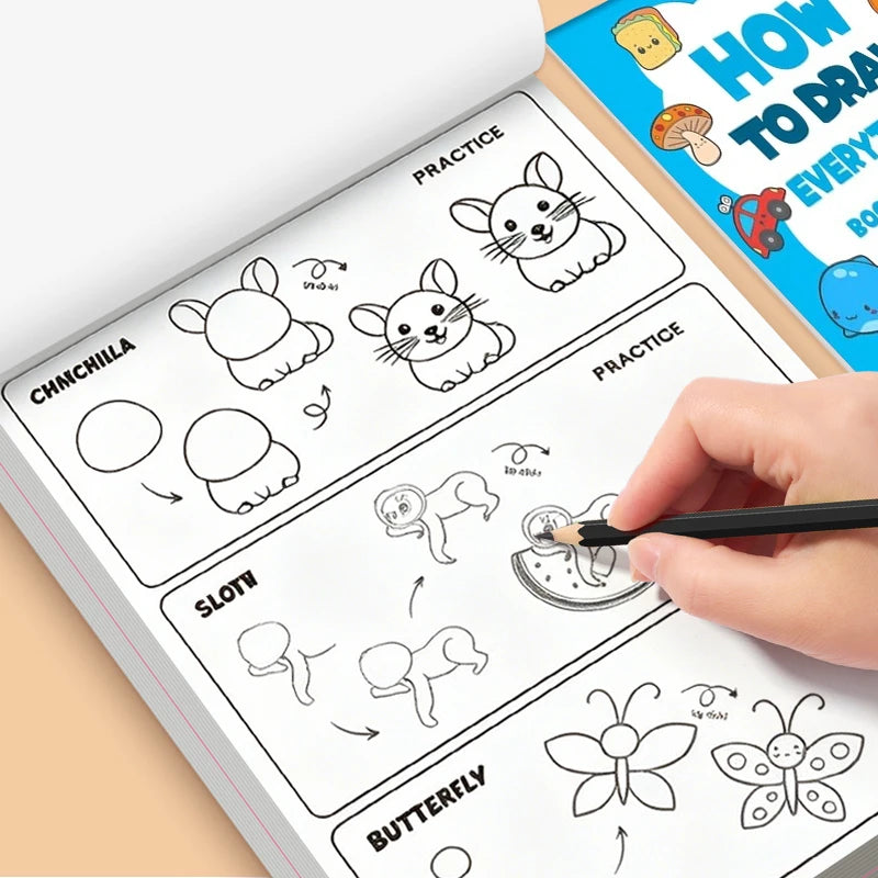 Children's Drawing Coloring Book Learn How Draw 96 Animal Patterns