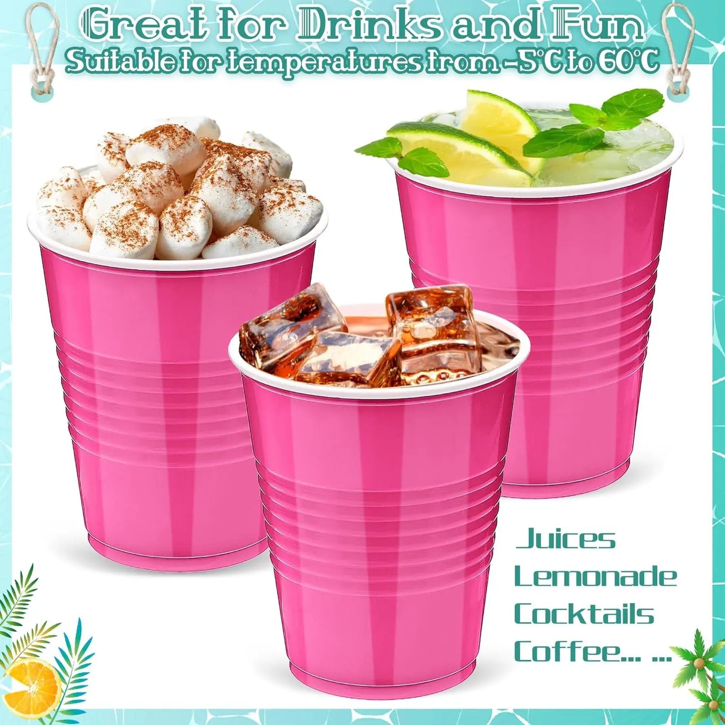 10PCS 16 OZ Party Cups for Home Party Birthday Wedding Peaceful Pleasures Health and Wellness