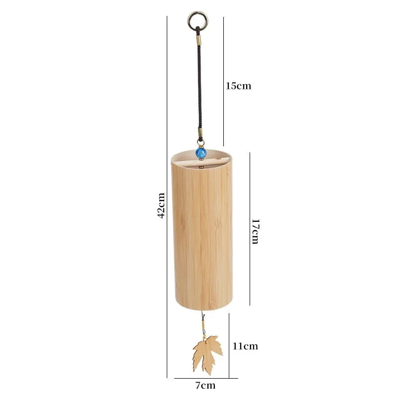 Antique Bamboo Wind Chime Hand Cranked Tube Chord Courtyard Outdoor
