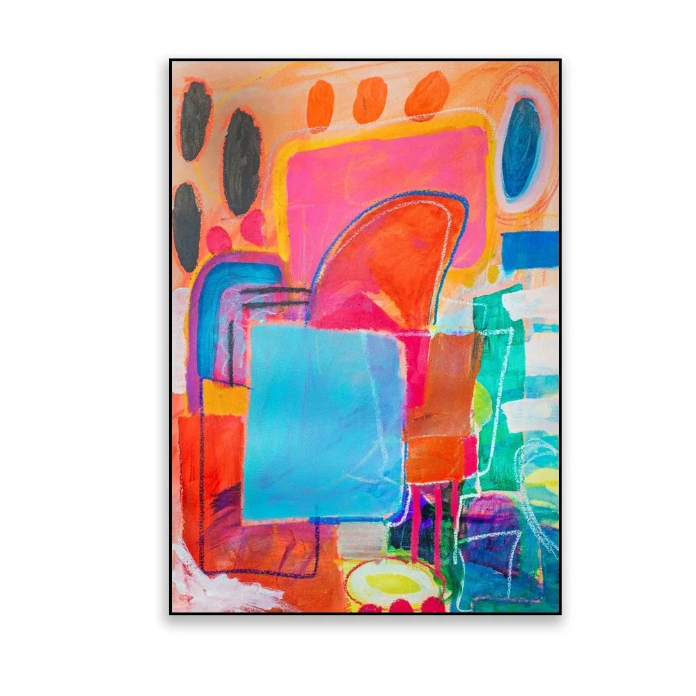 Abstract Mid-Century Modern Canvas Wall Art Print | Nordic Décor Canvas Wall Art Print Peaceful Pleasures Health and Wellness YELLOW 20x30cm Unframed