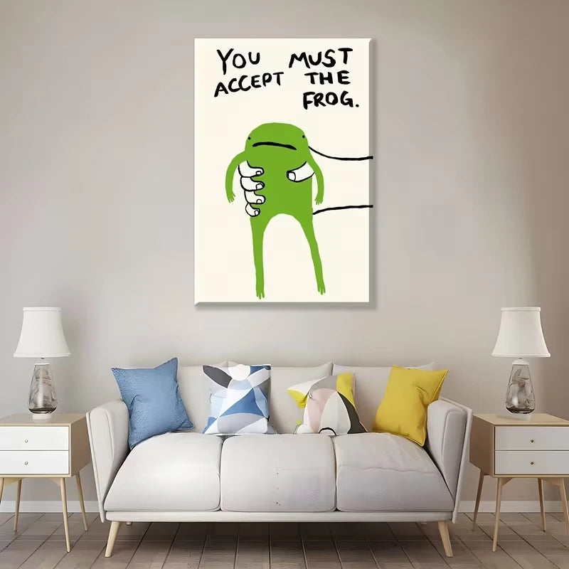 Retro Funky Green Frog Canvas Wall Art Print | Home Decor