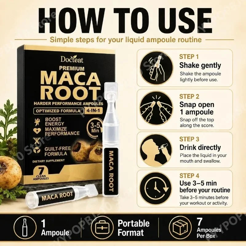 Maca Root Ginseng L-Arginine Liquid Ampoules | 7-Pack Daily