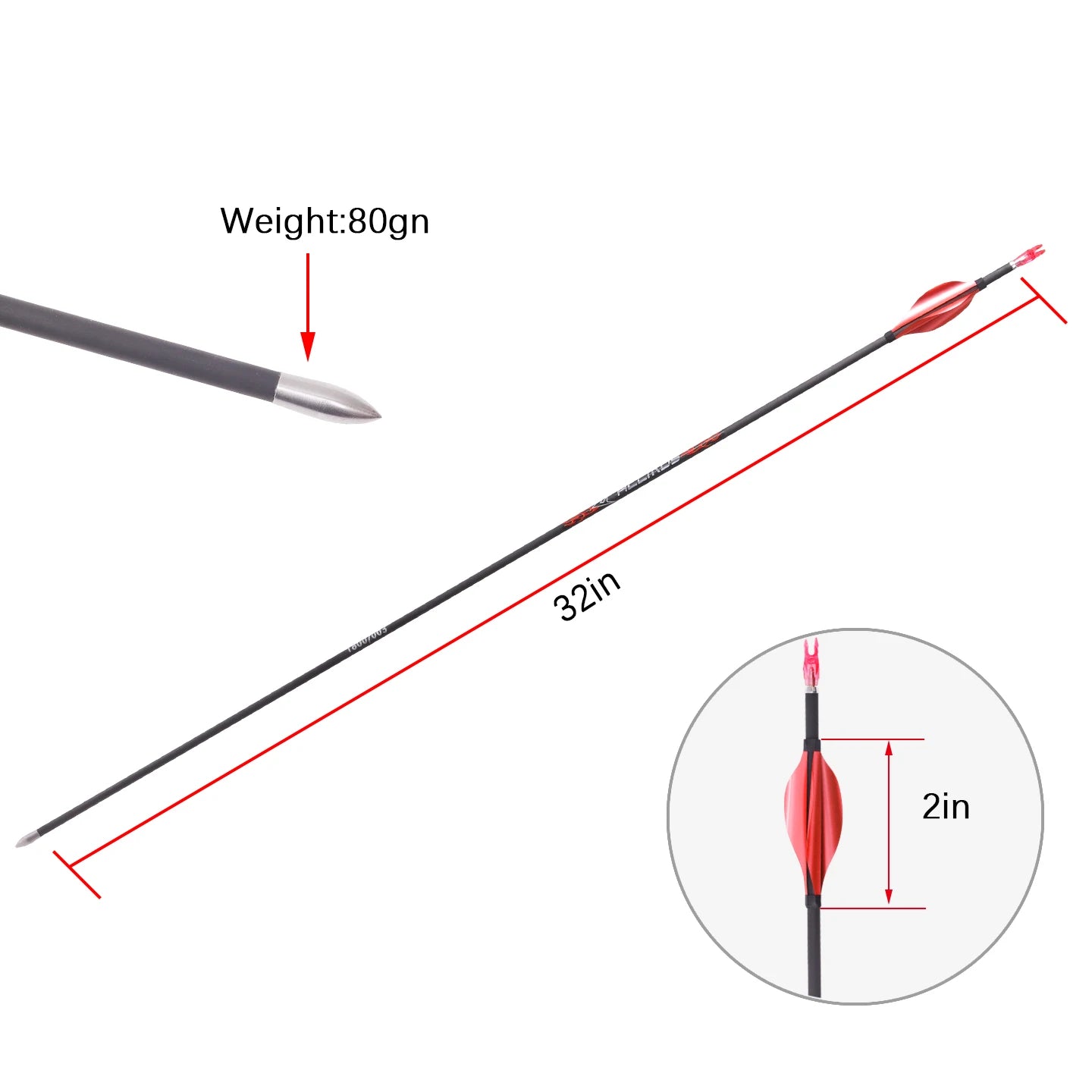 6 Pure Carbon Arrow ID4 2 Sp300-1800 Spin Feather Archery Bow Hunting