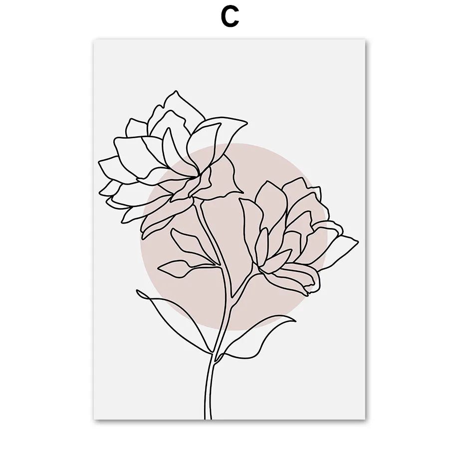 Abstract Flower Girl Line Art Canvas Print | Nordic Wall Decor