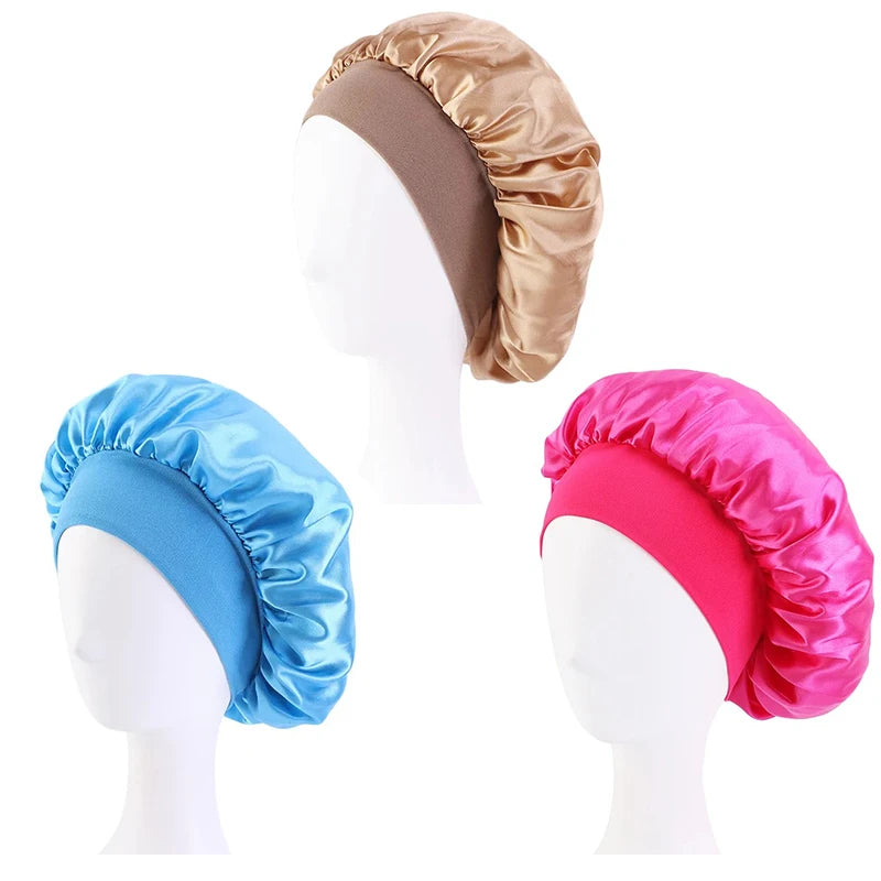 Women's Satin Sleep Bonnet | Wide Brim, Elastic Band Hair Care