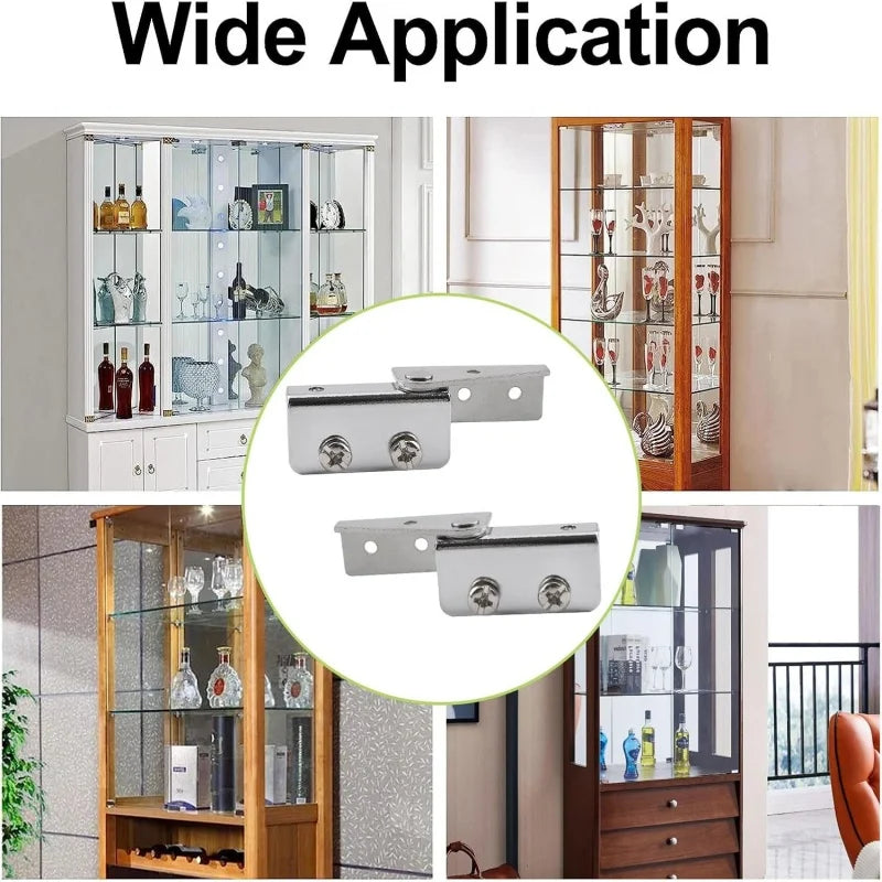 2Pcs Non-perforated Glass Door Hinge Display Cabinet Glass Cabinet Hinge Side Mounted Stainless Steel Furniture Hardware Hinge Peaceful Pleasures Health and Wellness