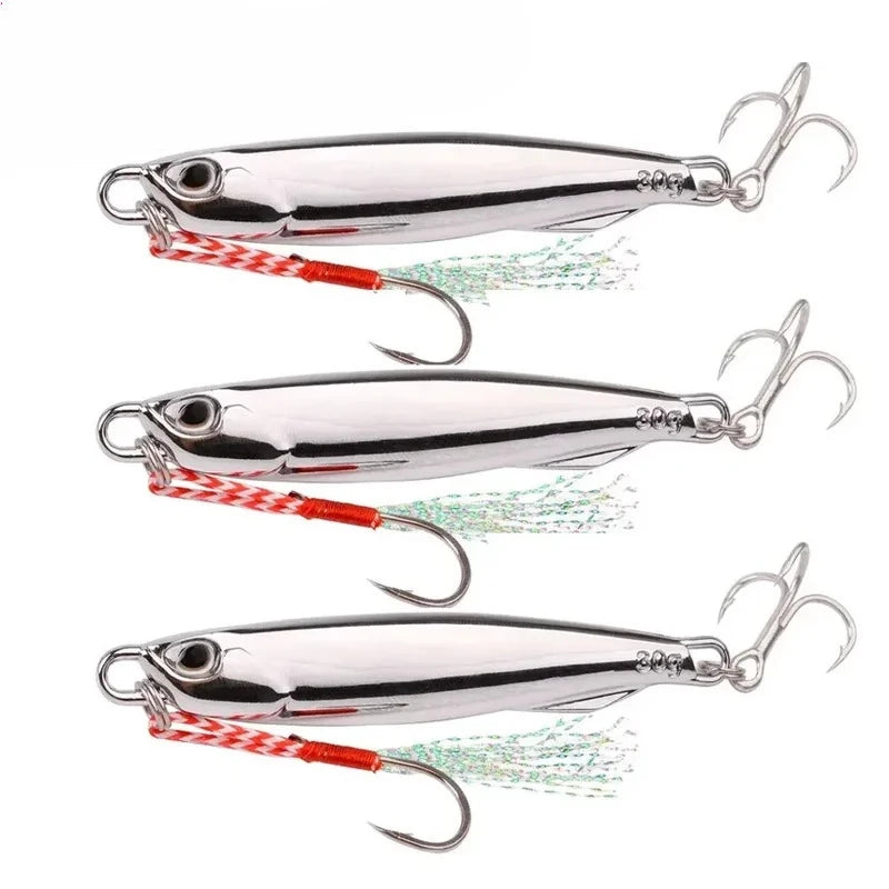 2026 New 10Pcs Metal Jig Lures, 20/30/40g Plating Silvery Bait, Durable Saltwater Sea Fishing Lure for Bass Fishing Peaceful Pleasures Health and Wellness