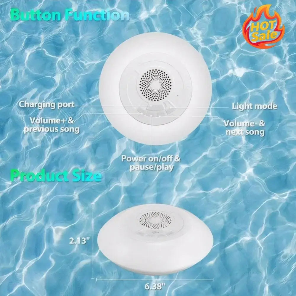 Floating Pool Speaker – IPX7 Waterproof Bluetooth & LED Lights