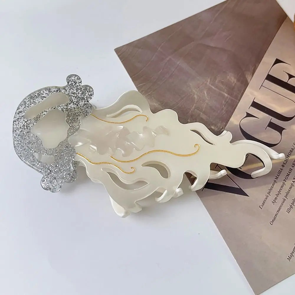 Shark & Jellyfish Acetate Hair Claw Clip – Marine Life Design