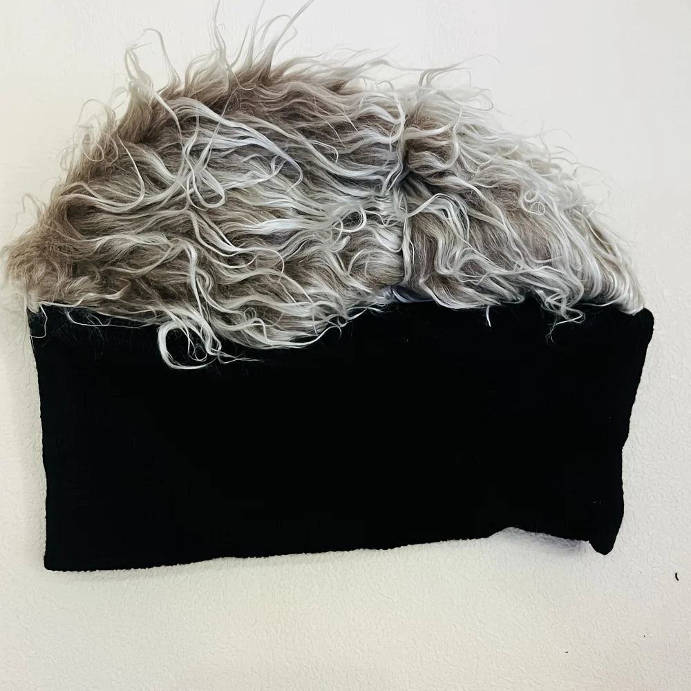 Novelty man's hairpiece hat, unique man's hairpiece knitted hat, hip-hop fashion snap-back hat, man's party cosplay accessory Peaceful Pleasures Health and Wellness