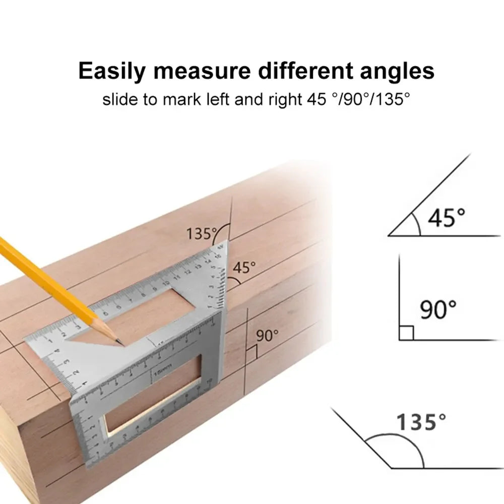 T-Type Woodworking Gauge Ruler Multifunction Ruler 45 90 Degree Gauge Rule Measurement Tool Carpentry Scribe Mark Line Measuring Peaceful Pleasures Health and Wellness