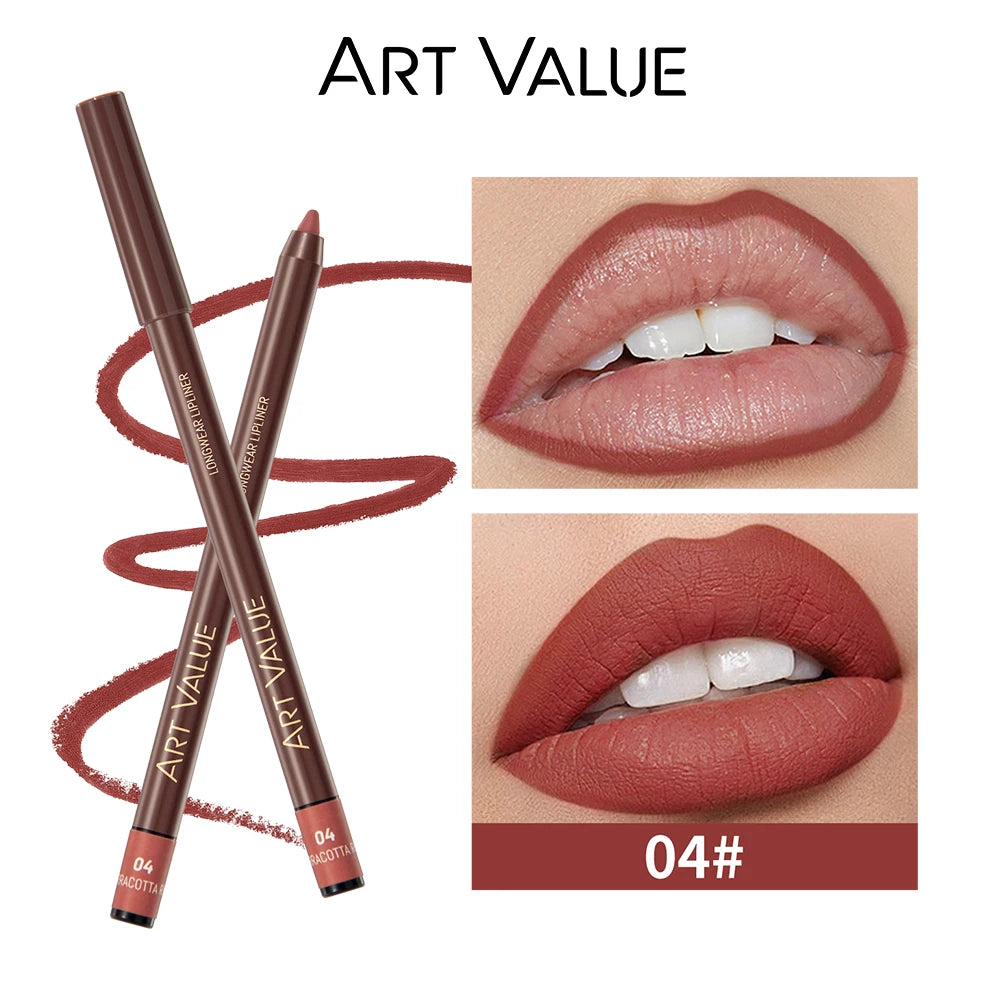 QIBEST Lipliner Pencil Matte Nude Red Contour Tint Lipstick Long Lasting Non-stick Cup Lipliner Pen Makeup Lip Stain Pencil Peaceful Pleasures Health and Wellness 04