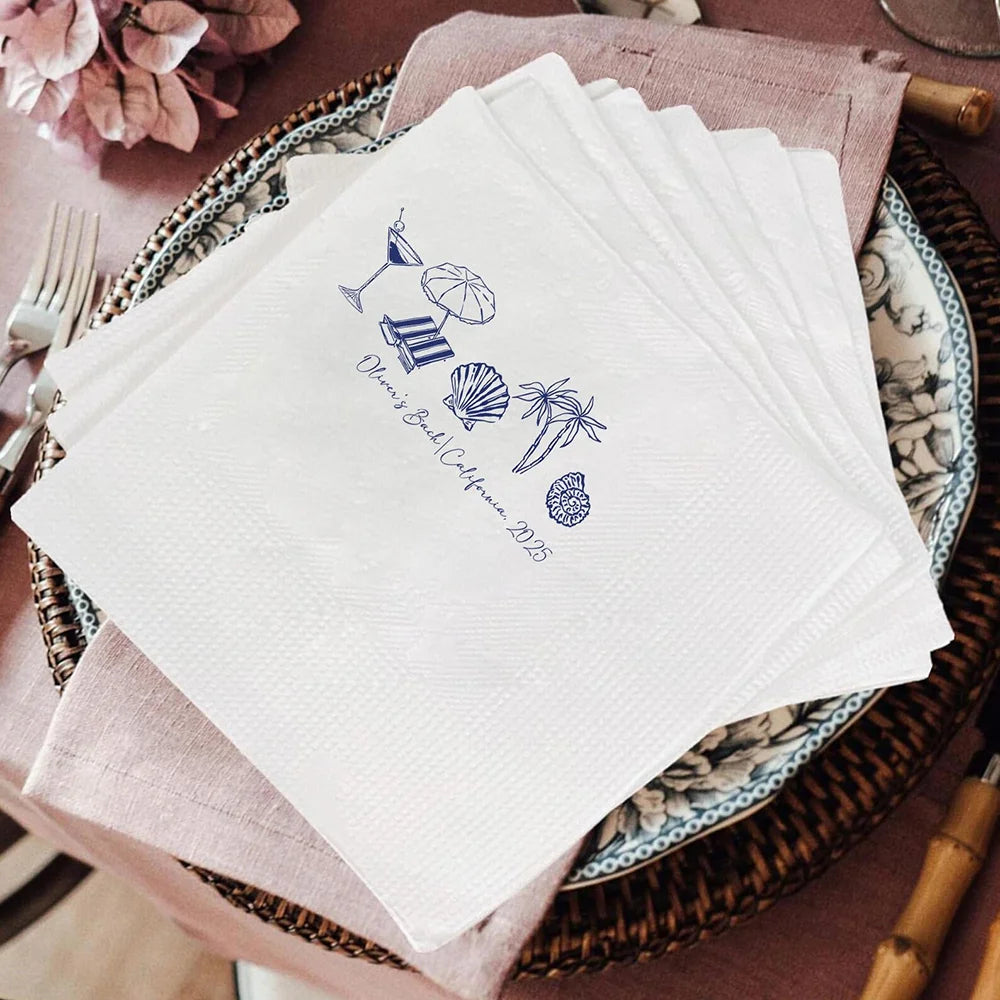 Last Toast on the Coast Custom Napkins | 20Pcs Bachelorette Custom Party Napkins Peaceful Pleasures Health and Wellness