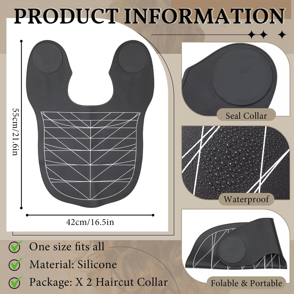 Black Barber Silicone Hairdressing Coloring Collar Salon Waterproof Hair Cutting Cape Pro Barbershop Hair Dyeing Cloak Tools Peaceful Pleasures Health and Wellness