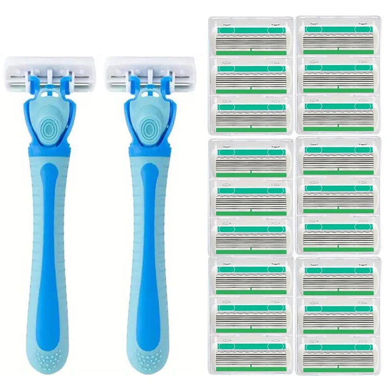 6-Layer Manual Safety Razor – Replaceable Head for Men & Women