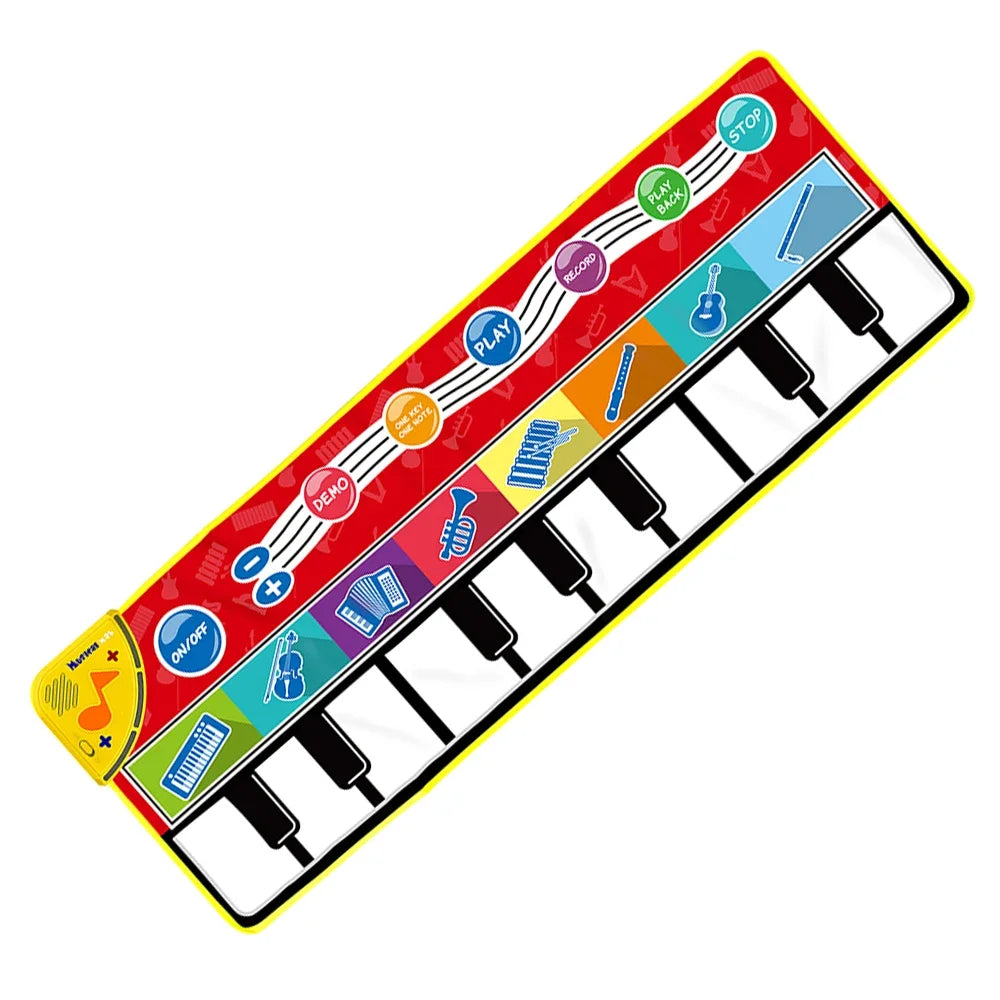 110x36cm Musical Piano Mat Toddle Carpet Toddlers Keyboard 8 Dinosaur