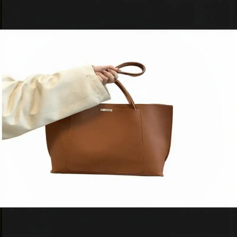 Minimalist Vintage Tote Bag – Women's Retro PU Leather Shoulder Bag