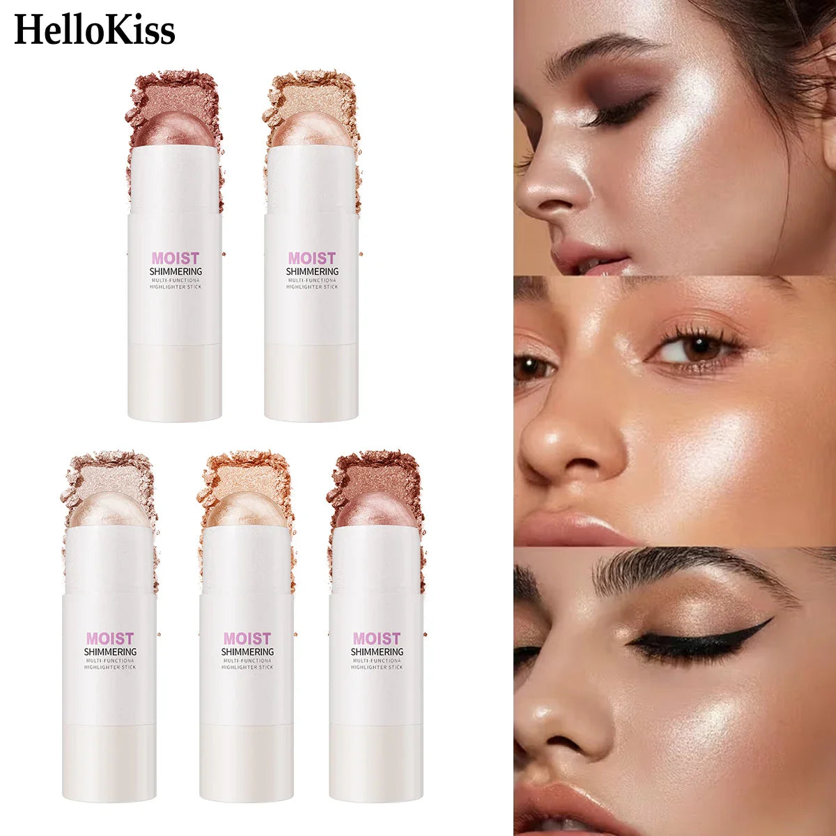 Hello Kiss 5-Color 3D Highlighter Contour Bronzer Shimmer Stick