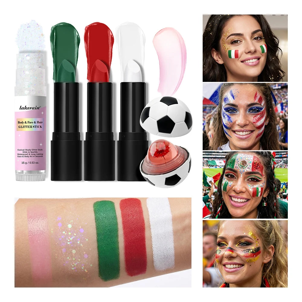 Face Paint Stick Set High Pigment Multiple National Flag Color Body Paint Safe Non-Toxic Paint Stick for Halloween Cosplay Sport Peaceful Pleasures Health and Wellness
