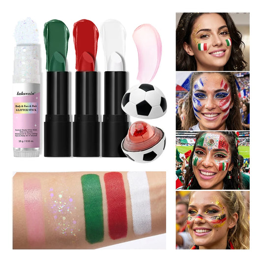 Face Paint Stick Set High Pigment Multiple National Flag Color Body Paint Safe Non-Toxic Paint Stick for Halloween Cosplay Sport Peaceful Pleasures Health and Wellness