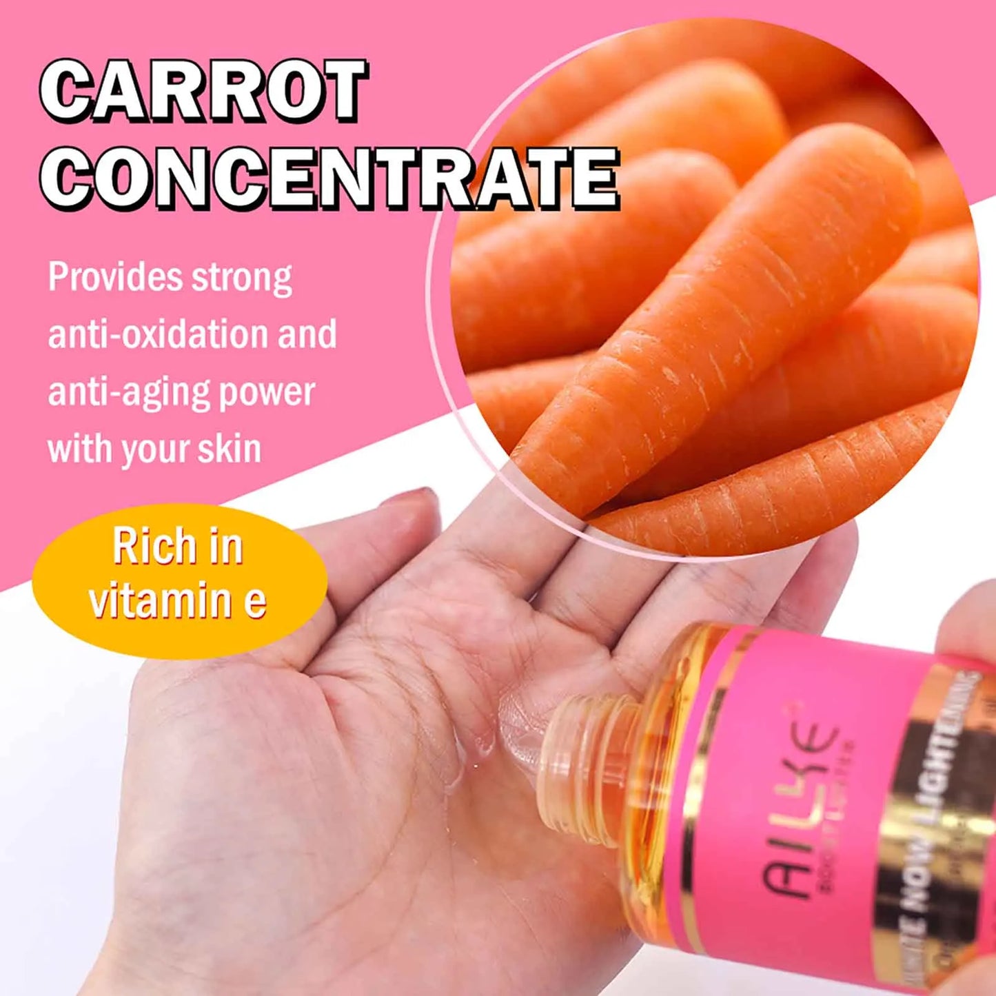 AILKE Organic Carotene Brightening Body Oil | Vitamin E & Rose