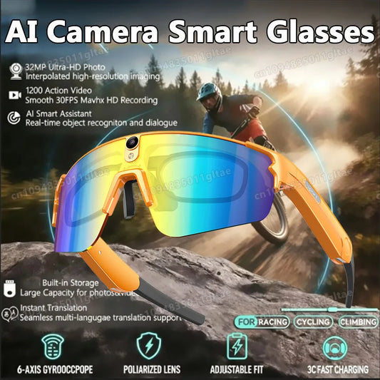 AI Smart Cycling Glasses Men 800W Camera Video with Translation Sunglasses Call Music 4K HD Color Change Sports Glasses 2026 New Peaceful Pleasures Health and Wellness