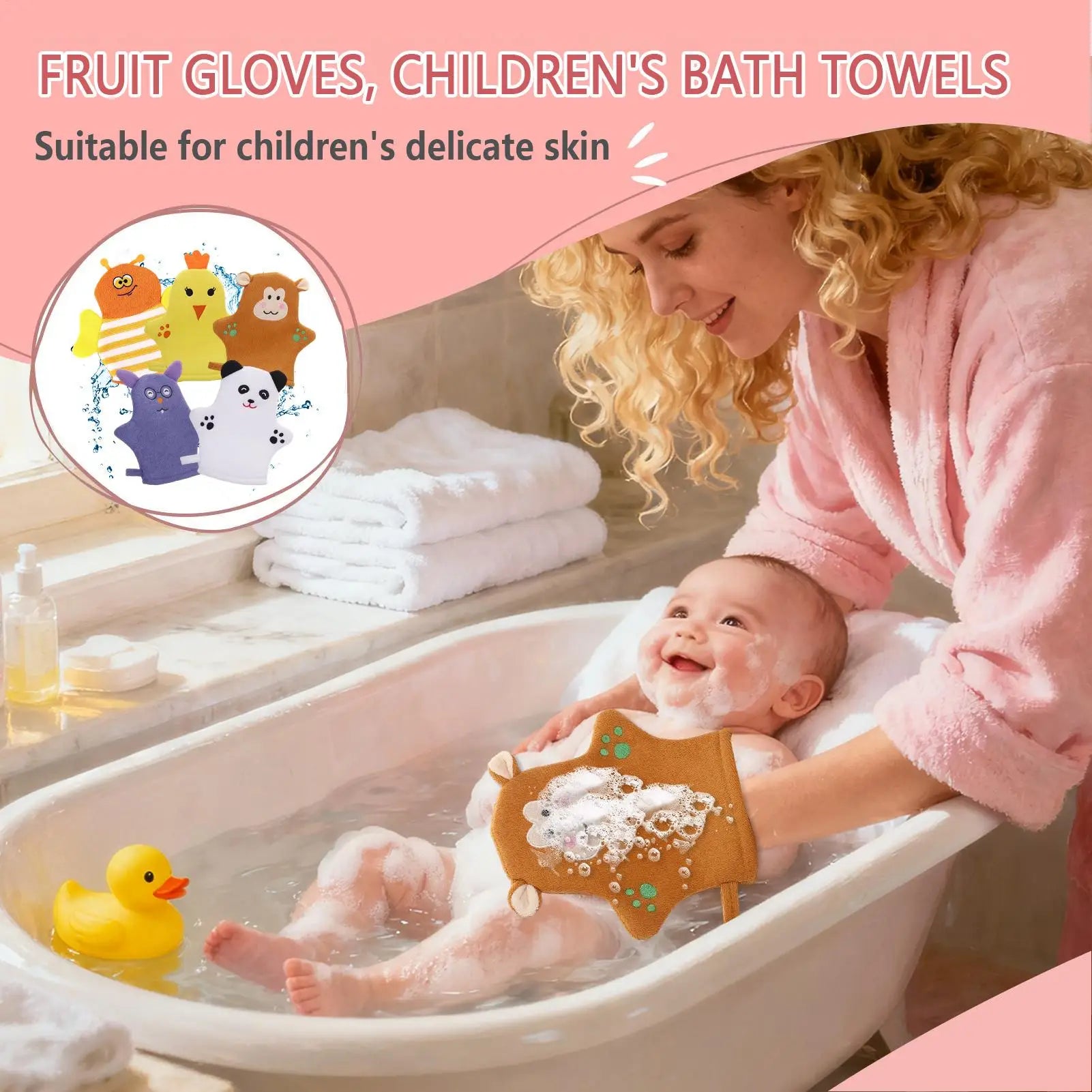 Baby & Adult Bath Shower Gloves Set of 5 – Soft Non-Slip Baby Bath Mitt Set Peaceful Pleasures Health and Wellness China Mainland