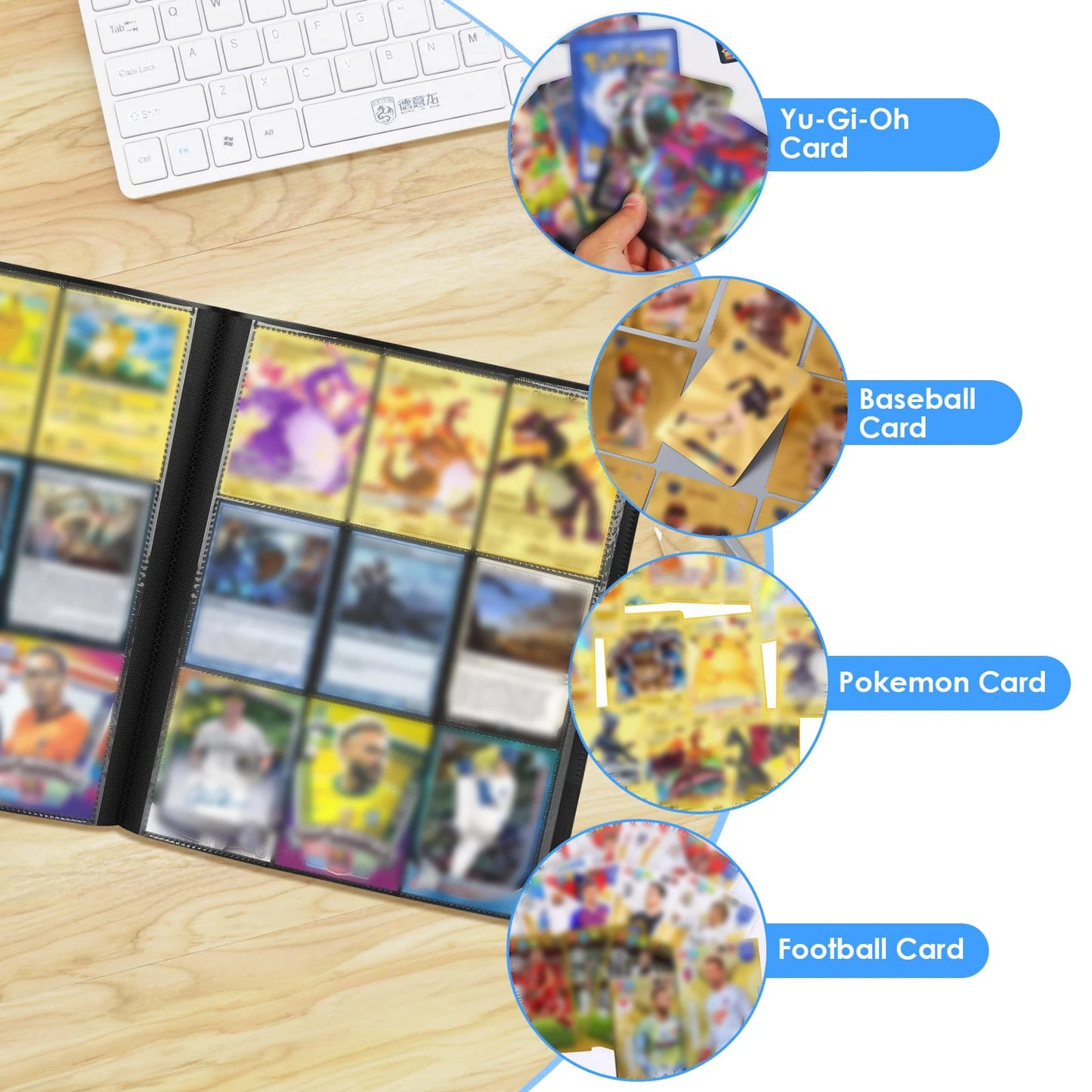 Card Binder 9-Pockets Trading Card Collector Holder Kpop Idol Photo Albums Portable Storage Case for TCG & Sports Game Cards Peaceful Pleasures Health and Wellness