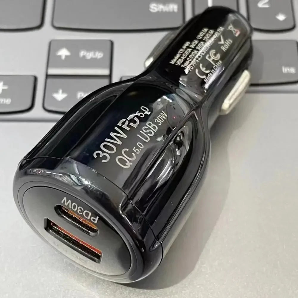 12W 30W Car Charger 2 Ports Car Charger Fast Charging QC 3.0 PD12W PD30W Car Cigarette Lighter Flash Charge For phones Peaceful Pleasures Health and Wellness