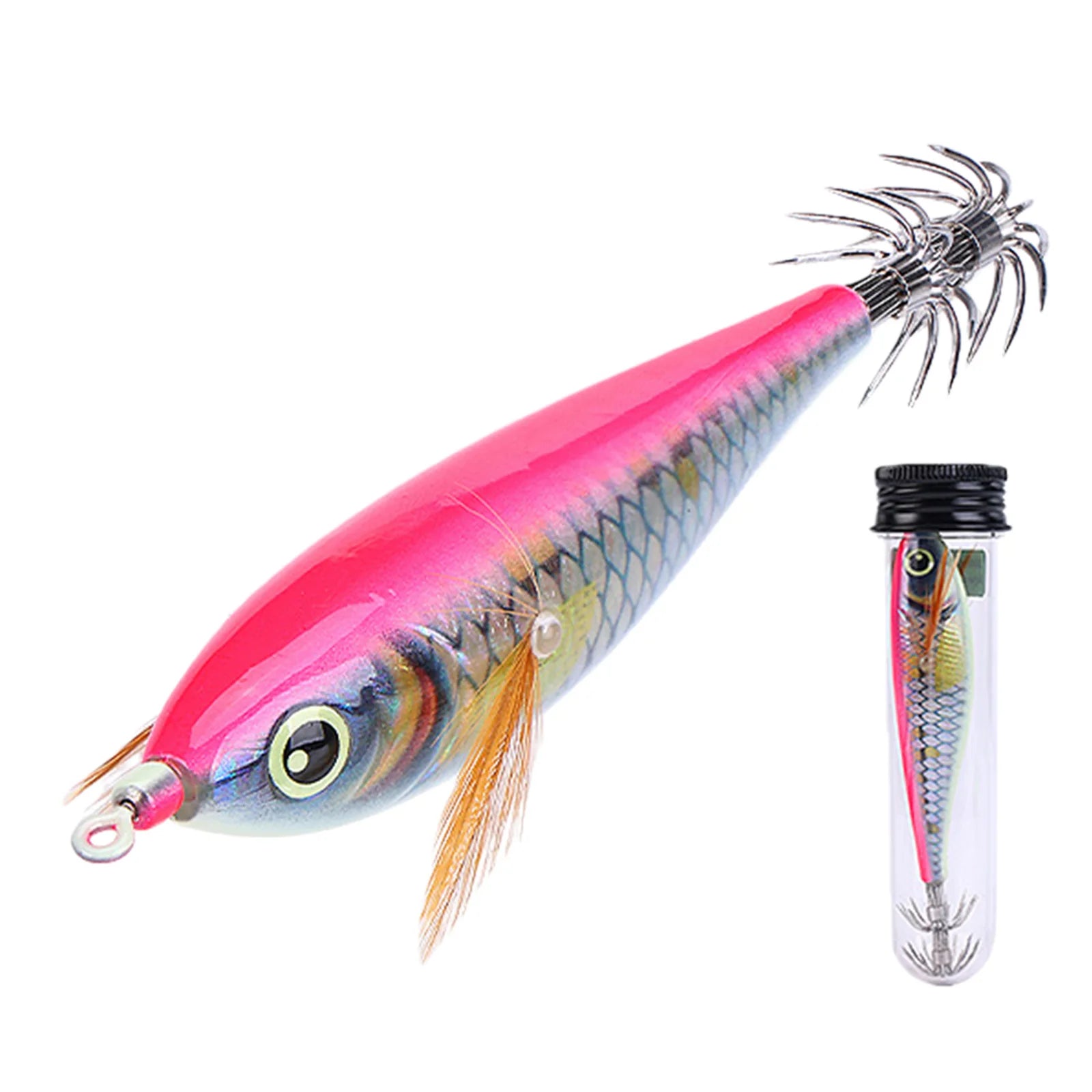 Fishing Squid Jigs Cuttlefish Lures Luminous Shrimp Prawn Sleeve Jig Hooks Slow-Sinking Sea Fishing Hard Lure for Octopus Peaceful Pleasures Health and Wellness Pink