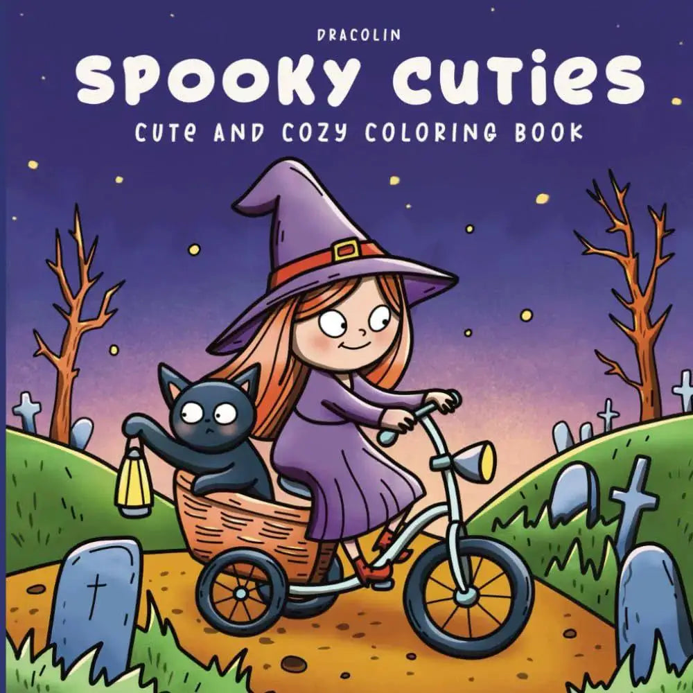 Halloween Spooky Cute Coloring Book Stress Relief Art Kids Adults