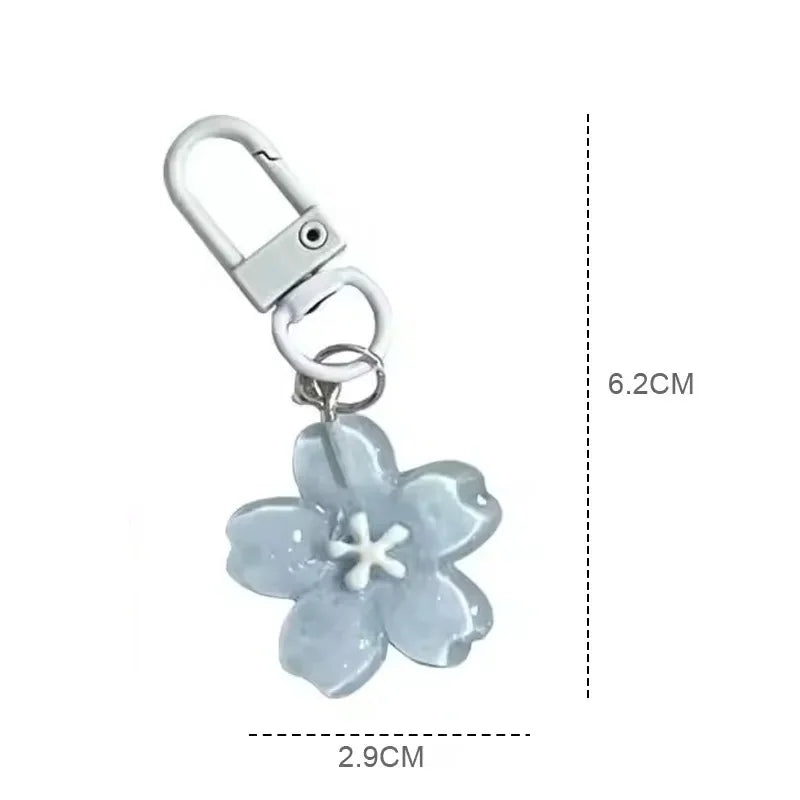 Cherry Blossom Flower Keychain Charms – 5pcs Resin Set