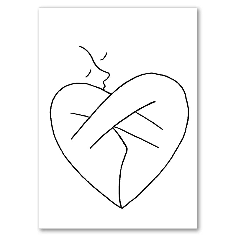Black & White Couple Kiss Canvas Print | Minimalist Wall Art