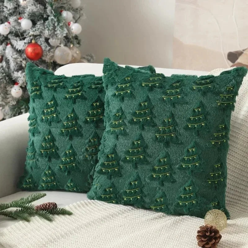 3D Embroidered Christmas Pillow Cover 18" | Snowflake & Snowman