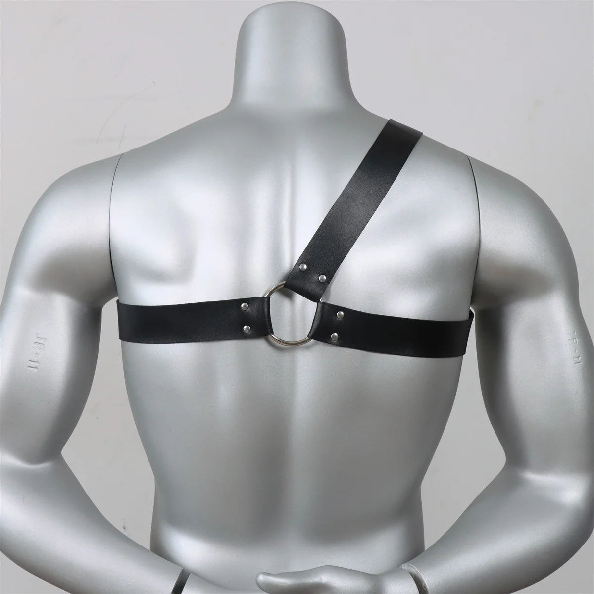 Gothic Men Leather Suspenders Belt Men's Black Single Shoulder