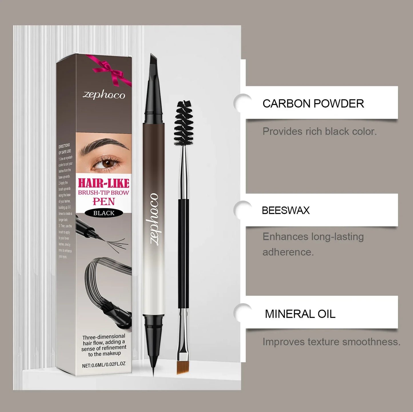 Zephoco Dual-Ended Waterproof Eyebrow Pencil – Natural Look