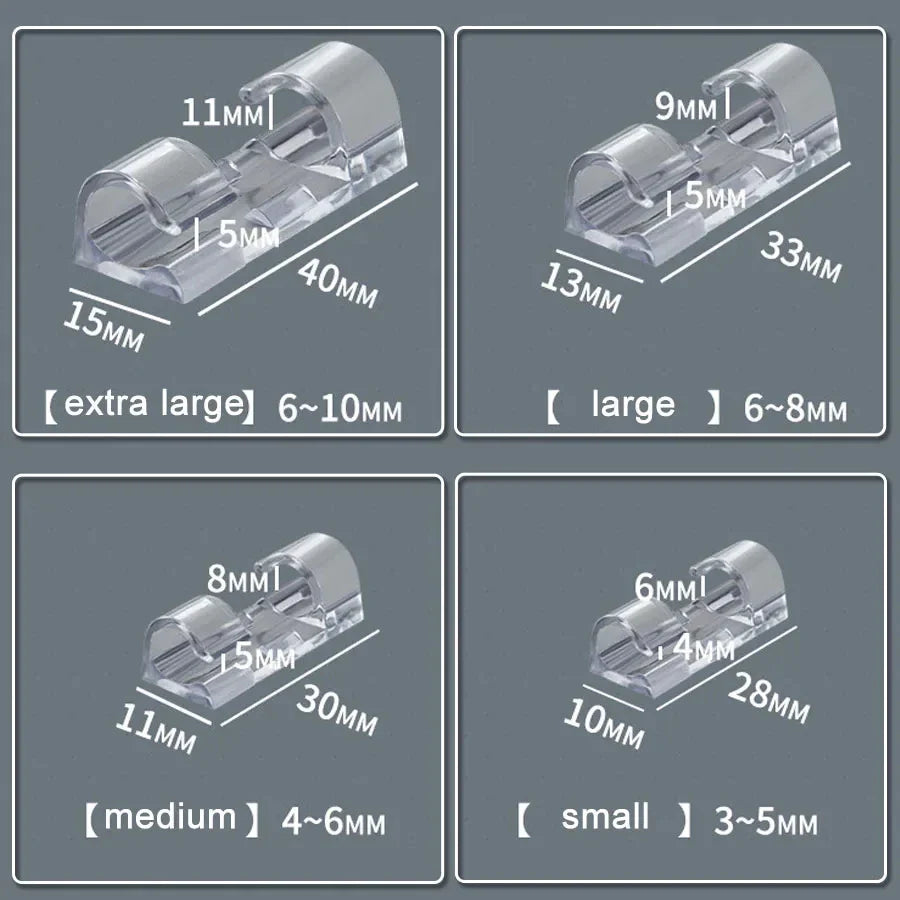 Self-Adhesive Cable Clips 20/100 Pack – Desk Wire Organizer