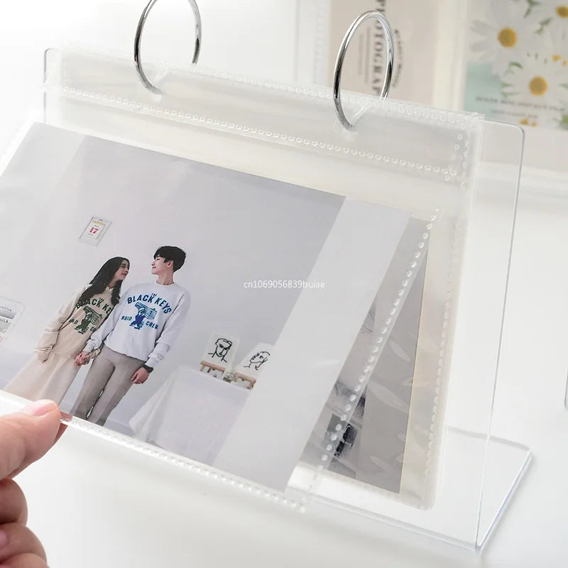 Tabletop Photo Frame Photo Album 68 Pockets Desk Calendar Album Mini Poster Frame Acrylic Display Sign Holder Photocard Holder Peaceful Pleasures Health and Wellness
