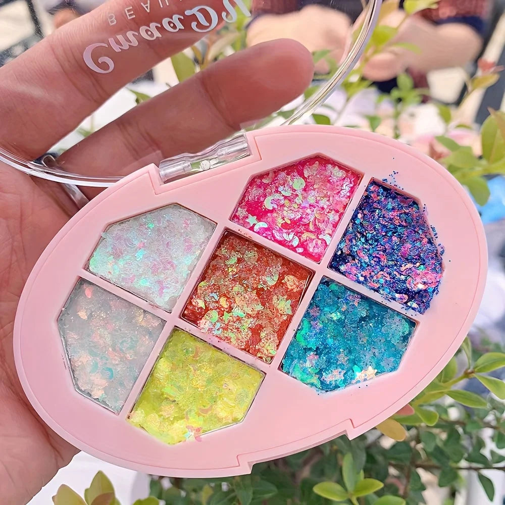 CmaaDu 7-Color Glitter Eyeshadow Palette – Pearl Shimmer Highlighter