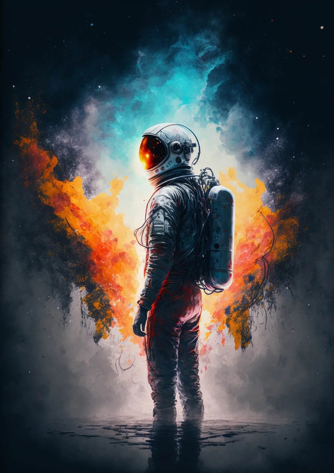 Astronaut Canvas Wall Art | Modern Sci-Fi Space Poster Print Canvas Wall Art Peaceful Pleasures Health and Wellness 10 50x70cm Unframed