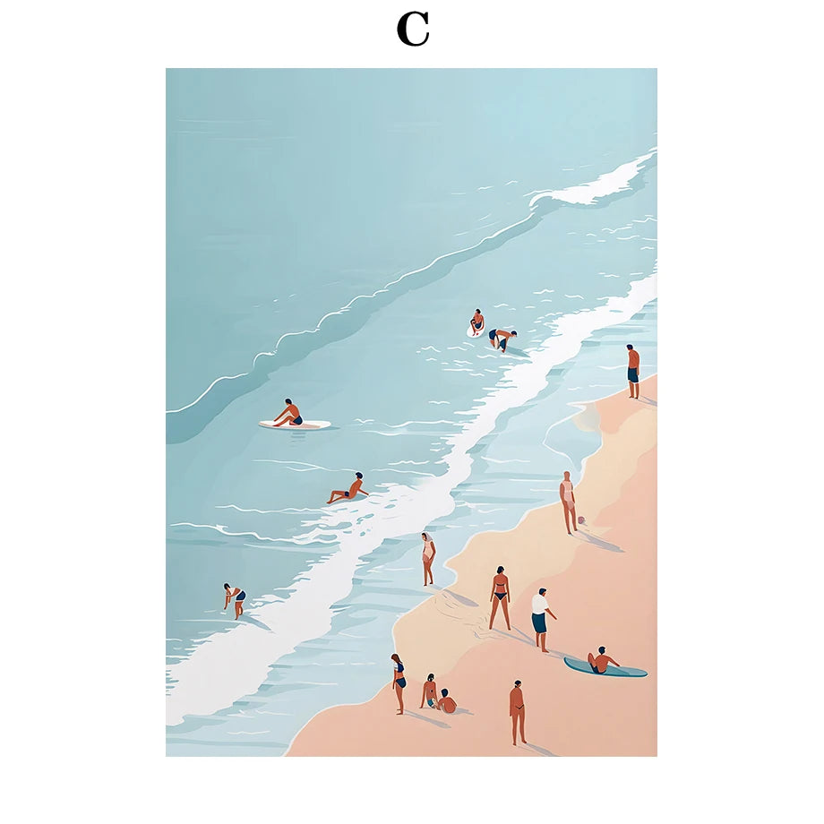 Watercolor Beach Holiday Canvas Wall Art | Nordic Poster