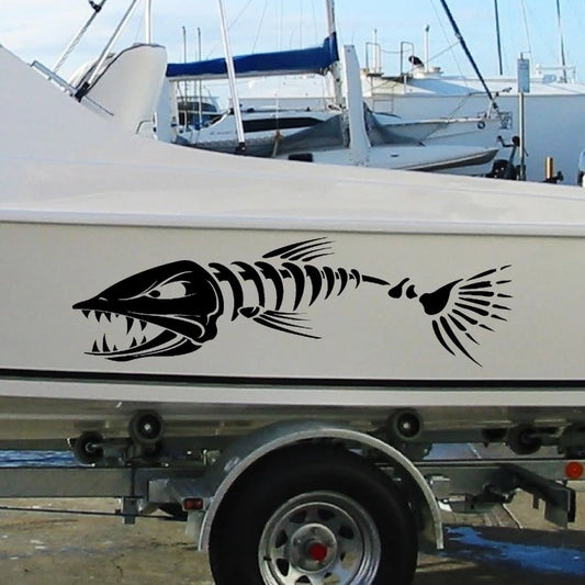 Huge 900mm Fishing Boat Fish Stickers Marine Vinyl Cabin or Hull Peaceful Pleasures Health and Wellness WHITE