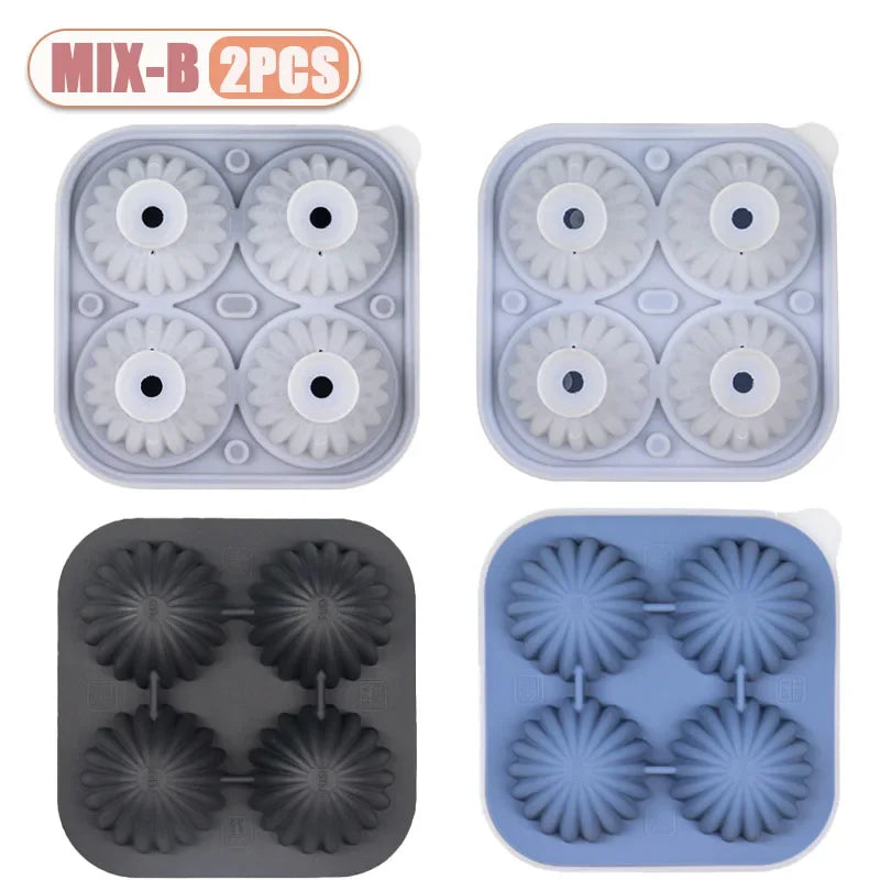 Cactus Ice Ball Mold – 4-Grid Silicone Sphere Ice Cube Tray