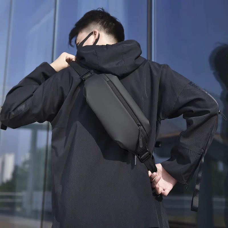 Men's Waterproof Crossbody Bag – PU Messenger Bag for Travel