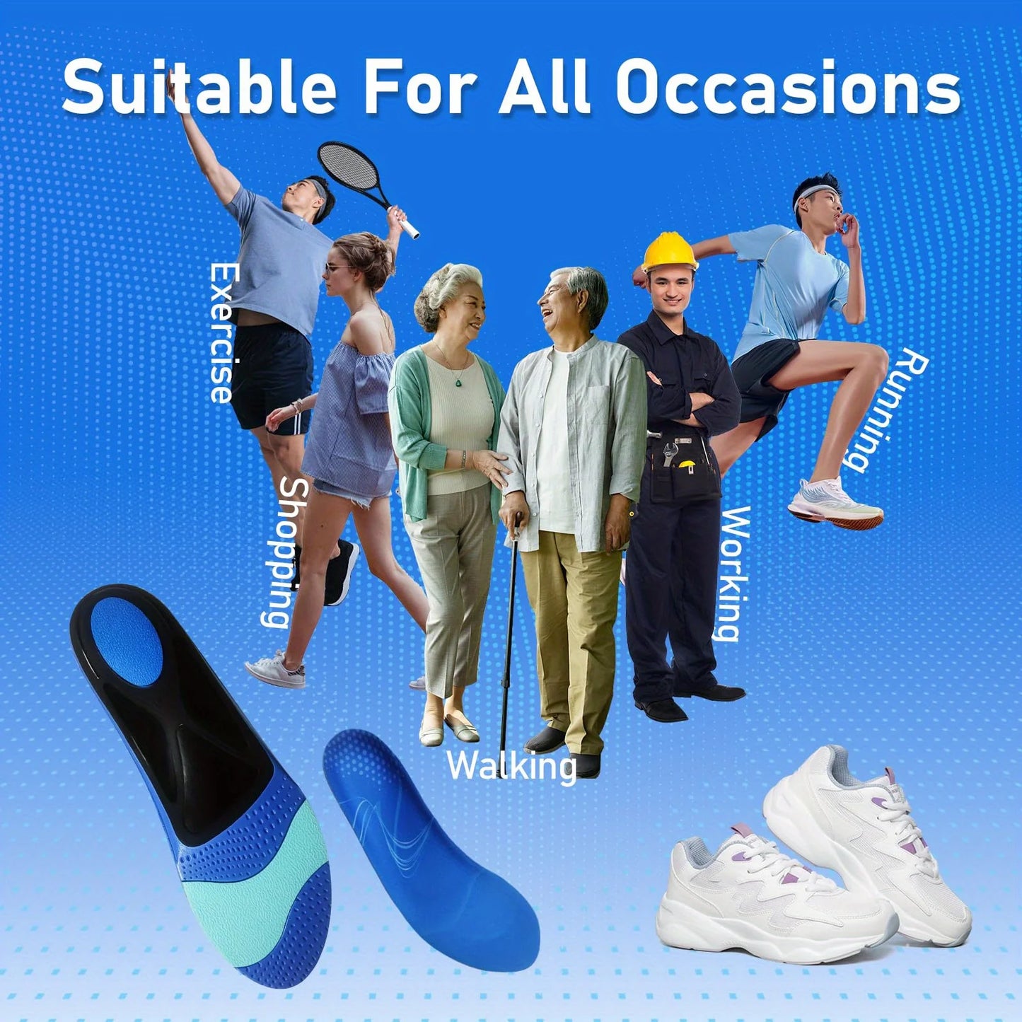 Flat Feet Insoles, Arch Support with Deep Heel Cup & Shock Absorption - Relieve Plantar Fasciitis, Pronation, Ankle Pain Peaceful Pleasures Health and Wellness
