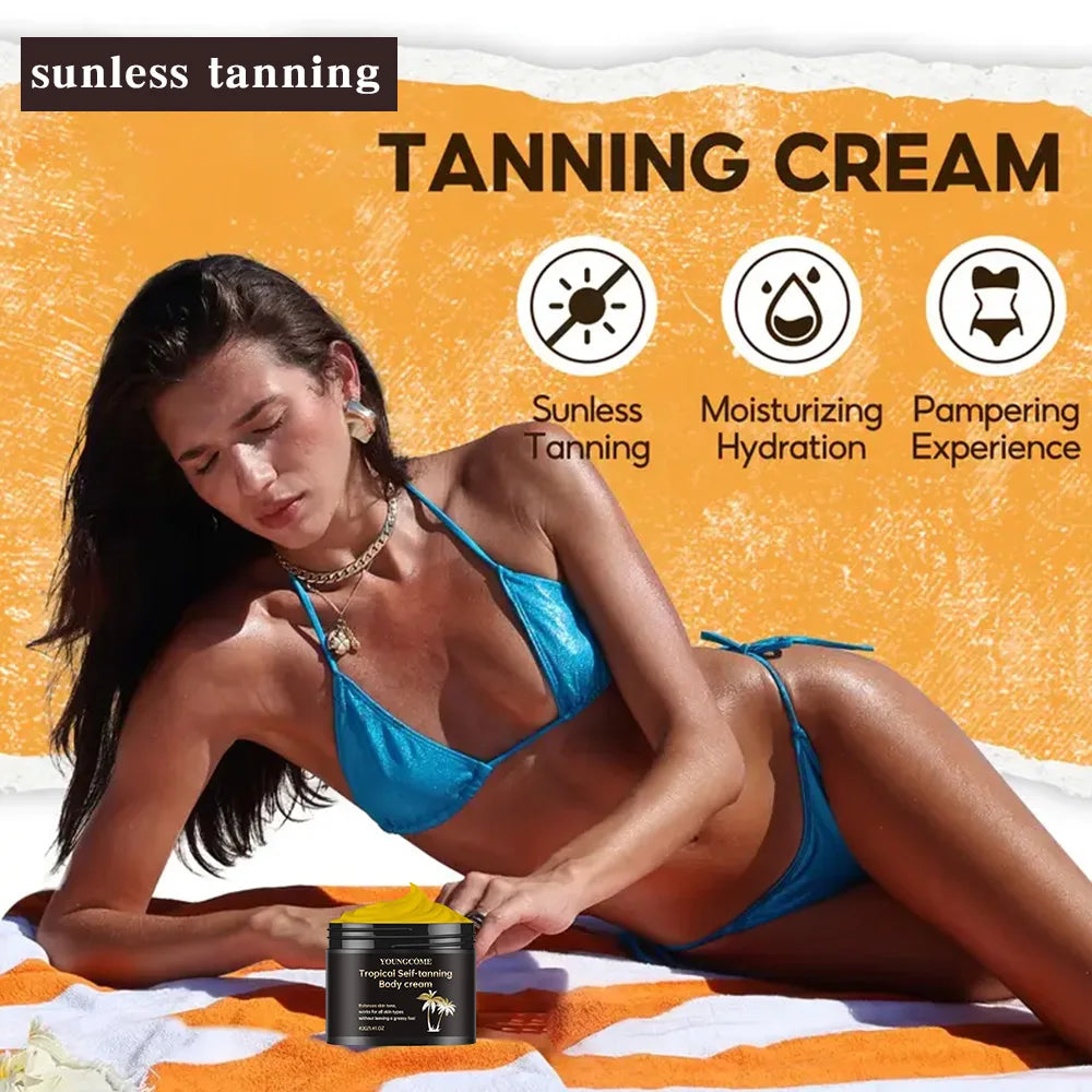  Body Tanning Cream Self Tanner Booster Brown Sun Bronzer Repair Nourishing Skin Coloring Sunless Lotion Peaceful Pleasures Health and Wellness