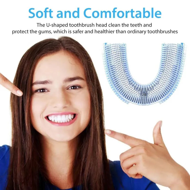 2025 LED Display Automatic Rechargeable U-Shape Silicone Toothbrush Soft Bristle for Household Use Waterproof Peaceful Pleasures Health and Wellness