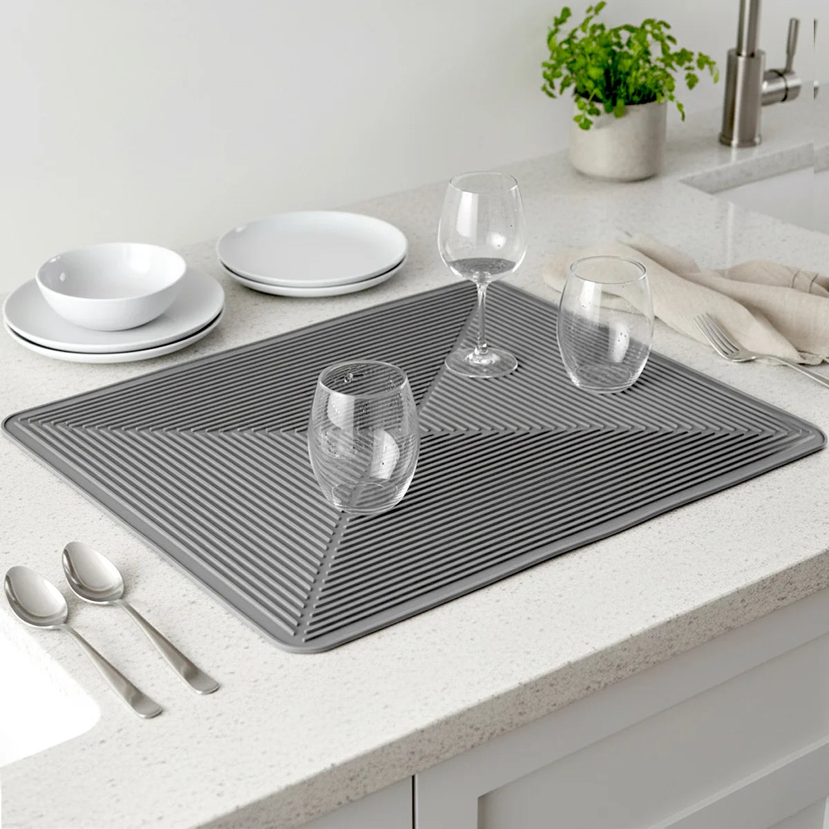 Leeseph Silicone Sink Pad, Non-Skid Counter Protector, Multipurpose Drying For Kitchen Utensils, Heat Resistant Dishwashing Mat Peaceful Pleasures Health and Wellness